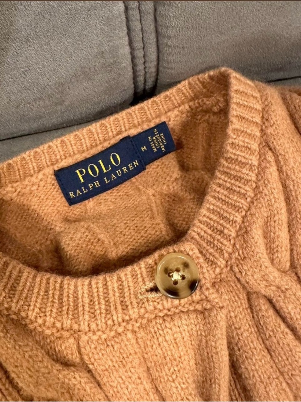 Ralph Lauren Camel Cable Knit Cardigan - Picture 3 of 5